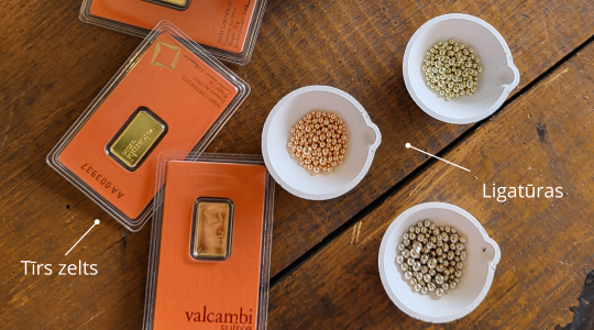 tīrs zelts un ligatūra