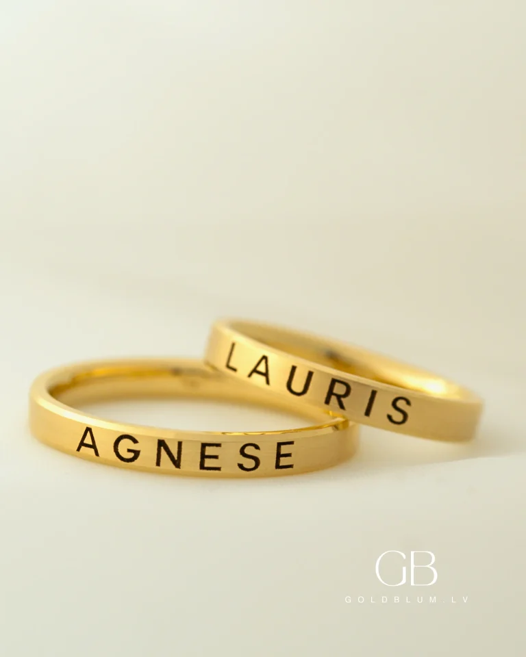 zelta laulības gredzeni ar gravējumu laulības gredzeni (2)