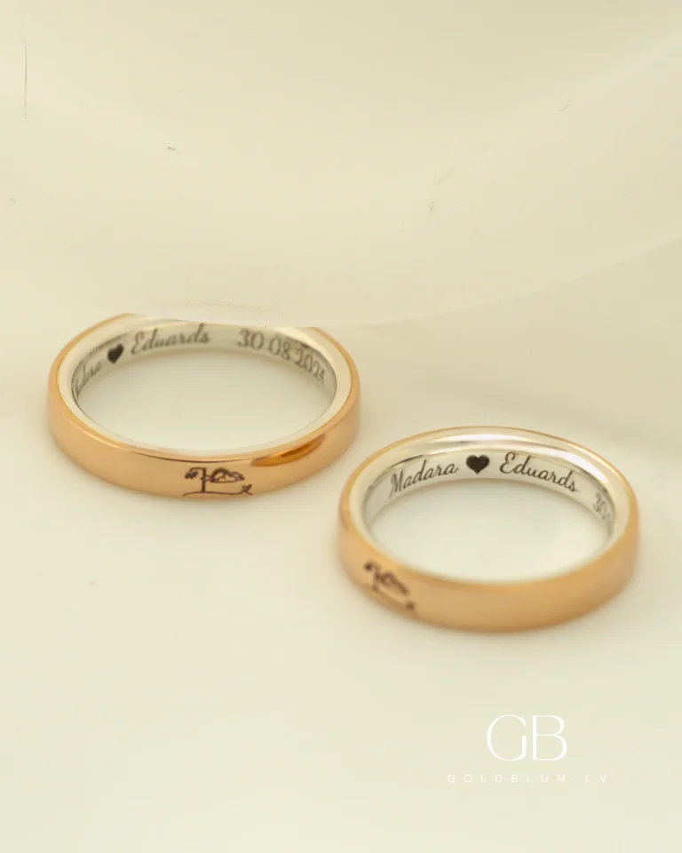 zelta laulības gredzeni ar gravējumu laulības gredzeni (2)