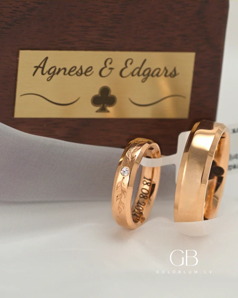 zelta laulības gredzeni ar briljantu