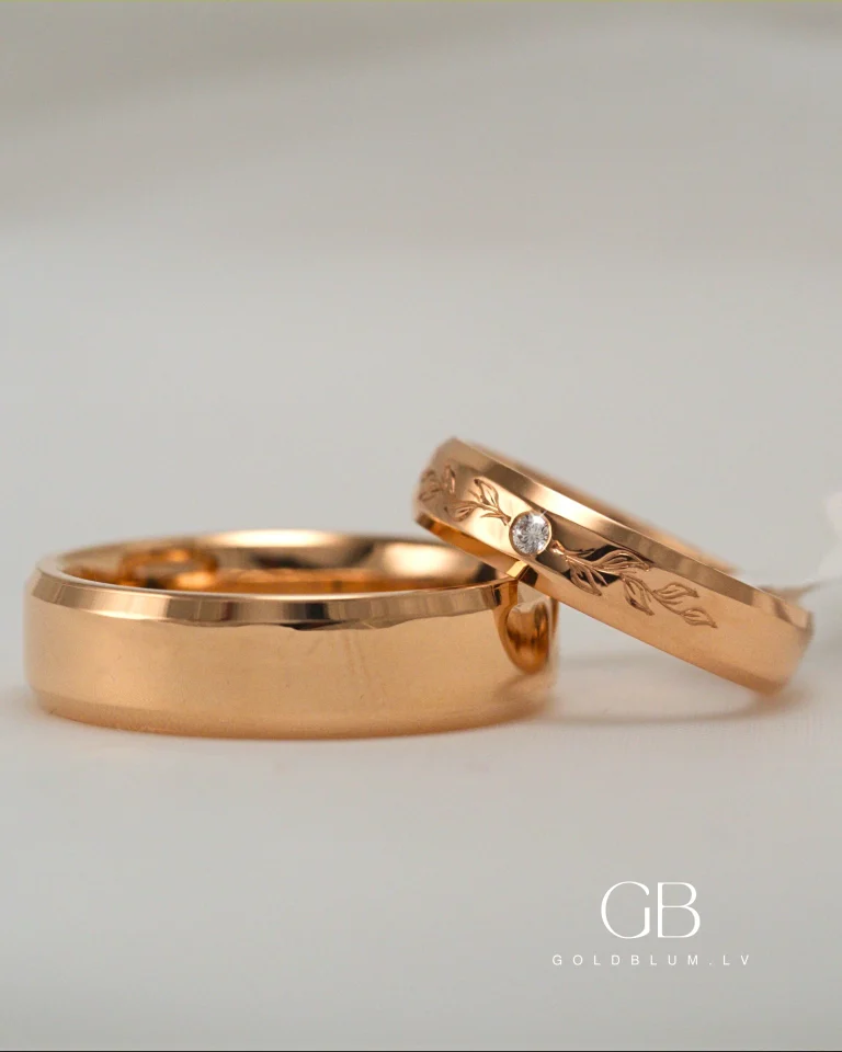 zelta laulības gredzeni ar briljantu