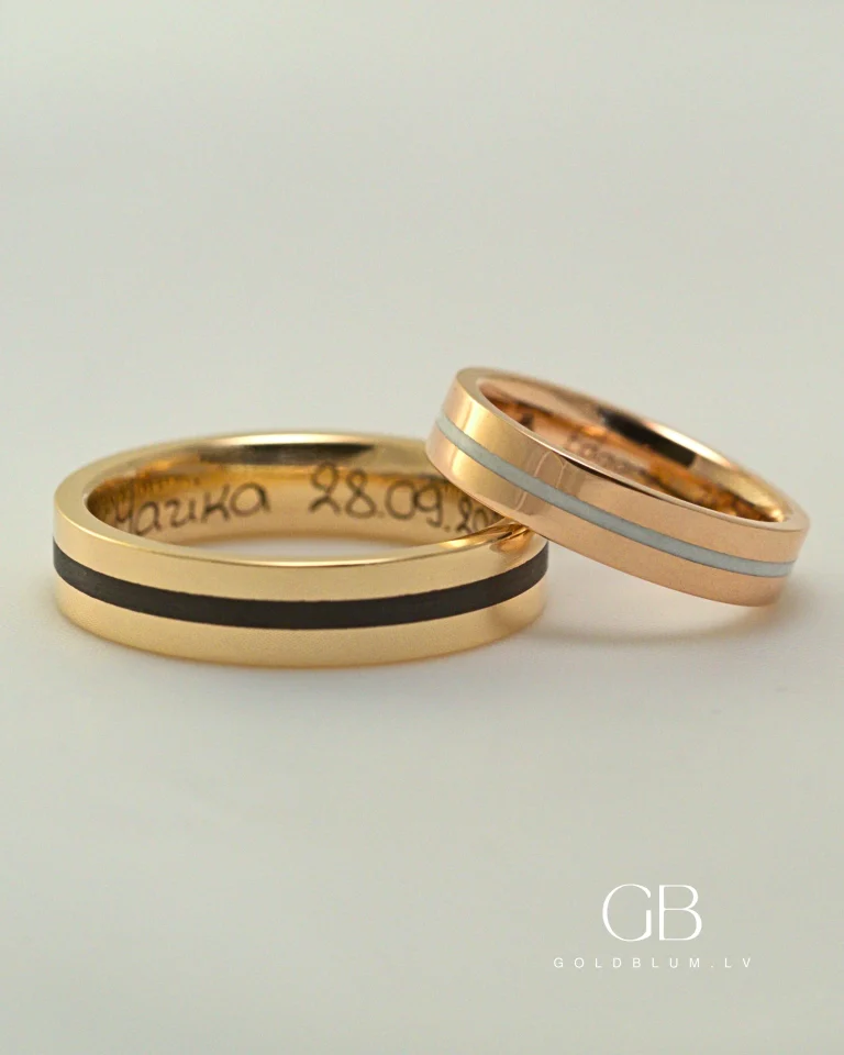 Zelta laulības gredzeni ar karbonu