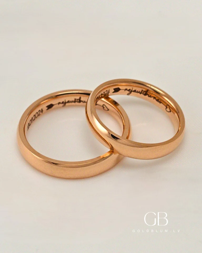 zelta laulības gredzeni ar gravējumu